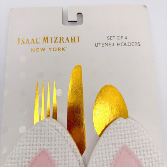 Isaac Mizrahi New York Set of 4 Bunny Utensil Holders Easter Tableware - Picture 2 of 4